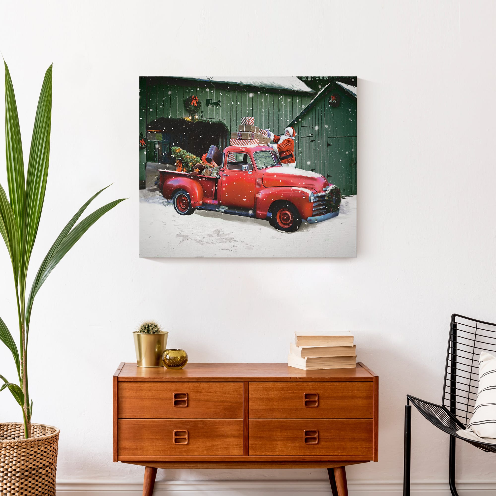 Santa Packing The Truck 24x20 Canvas Wall Art